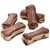 Five bone-shaped chew treats displayed on a white background, showing their size and texture for product identification.