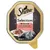 Sheba Selection in Sauce с кусочками говядины, 85 г. На упаковке изображена серая кошка и поданная еда.