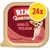 Rinti Gold mit Rind & Perlhuhn, confezione da 24 vaschette mini da 100 g. Testo in tedesco visibile sull'etichetta. Rinti Gold mit Rind & Perlhuhn, confezione da 24 vaschette mini da 100 g. Testo in tedesco visibile sull'etichetta.