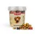 DIBO Mini-Leckerli-Mix, 500g Eimer mit bunten Hundeknochen-Snacks. Zutaten und Herstellerinformationen auf der Verpackung sichtbar.