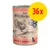 Boîte de nourriture pour chien Wiejska Zagroda, texte en polonais : 96 % mięsa i ryb, bez zbóż, dorsz z indykiem. Lot de 36. Boîte de nourriture pour chien Wiejska Zagroda, texte en polonais : 96 % mięsa i ryb, bez zbóż, dorsz z indykiem. Lot de 36.