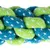 Плетёная игрушка из зелёной и синей ткани с белыми точками.