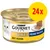 Boîte de pâtée pour chat Purina Gourmet Gold, texte visible : Feine Pastete, Mit Huhn, lot de 24x. Image d’un chat blanc et d’une portion de pâtée sur assiette.