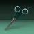 Green scissors with rounded tip, suitable for precise cutting. Ergonomic handles with white inner ring.