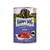 Happy Dog Sensible Pure Italy, Buffalo Pure. Made in Germany. Wet food with image of raw buffalo meat and olives.