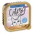Catessy Fine Paté cu crab, 100g. Fără adaos de zahăr. Ilustrație cu o pisică pe fundal albastru și textul „Oh, so smooth!”.