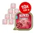 Pachet 10 x 150 g Rinti Singlefleisch Rind Pur, conserve cu carne de vită. Text vizibil: 1 Protein Single, getreidefrei, NEU.