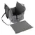 Grey carrier with check pattern, safety belt and removable cushion. Suitable for safe transport of pets.