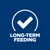 LONG-TERM FEEDING text with a white tick in a circle on blue background. All text is in English.
