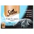 Sheba Fine Flakes in Jelly Fish Collection, 12 x 85g. With whitefish, salmon, cod, tuna. Image shows a grey cat and product branding.