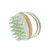 Green massage brush with bamboo handle and flexible hand strap, suitable for coat care or cleaning.