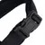 Close-up of a black plastic click fastener on a nylon strap.