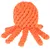 Brinquedo em forma de polvo feito de corda grossa laranja, com oito tentáculos visíveis. Material têxtil entrançado.