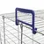 Blue plastic handle on a metal wire cage, attached with hooks. Suitable for easy carrying or opening of the cage.