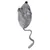 Jouet en forme de souris grise en peluche avec oreilles, yeux noirs et longue queue visible. Matière textile douce.