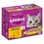 whiskas 11+ Geflügel Auswahl in Gelee, mit Huhn, mit Truthahn, 12 x 100g. Purple box with cat image and yellow label. 100% green badge visible. Text in German and French.