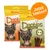 Josera Denties Hundesnacks, Varianten mit Ente & Karotte und Truthahn & Apfel, getreidefrei, 7 Sticks. Orangefarbener Kreis mit Text 'Jetzt testen!'.