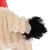 Queue en peluche beige avec extrémité noire, matière textile à poils longs et courts, détail d’un jouet pour animal visible sur fond blanc.