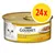 Purina Gourmet Gold Zarte Häppchen in Sauce mit Huhn und Leber, 24x. Tin with white cat image and food pieces on plate shown on label.