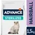 Advance Sterilized Hairball 1,5 kg, image d’un sac de croquettes avec un chat à poils longs, marque affinity visible sur l’emballage.