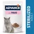 ADVANCE con PAVO, стерилизирани възрастни котки. Опаковка с изображение на сива котка и купичка с парченца храна в сос. Текст: STERILIZED ADULT.