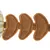 Close-up view of a brown felt toy with segmented elements connected by a fabric seam.