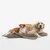 Deux chiens allongés sur un grand tapis pour animaux, surface supérieure en tissu doux et dessous en tissu imperméable, couleur beige et marron.