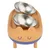 Double bowl made of stainless steel in an orange holder with cat ear design, suitable for food or water.