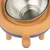 Stainless steel feeding bowl in an orange-blue holder with raised legs, suitable for pets.