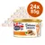 Butcher's Delicious Dinners, 24x85g, with chicken and turkey. Shown: cat food can with British flag and cat.