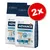 Lot de 2 sacs Advance Active Defense Adult Maxi, pour chiens de plus de 30 kg, visible : prébiotiques, probiotiques, fibres, poulet, image d’un chien adulte, marque Affinity.