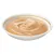 Bowl with light brown pet food puree, smooth texture, served in a white dish with a gold stripe around the rim. No visible branding or text.
