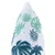 Fabric toy with tropical leaf pattern in green and blue tones.