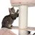 Cat using a scratching post on a multi-level cat tree, demonstrating product use and size. Another cat is partially visible below the platform.