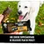 Friandise pour chien Crave Protein Centres, emballage visible avec texte : 100 % natural chicken, long-lasting, grain free. Chien blanc en arrière-plan. Texte : une couche supplémentaire de délicieuse peau de poulet.