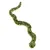 Green plush toy in snake shape with yellow eyes and black pattern.