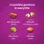 Text på engelska: Irresistible goodness in every bite. with high-quality protein, with a soft and delicious centre, with yummy peas, with tasty carrot.