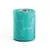 Rol met turquoise hondenpoepzakjes, decoratief bloemenpatroon in wit zichtbaar.