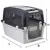 Transport box with grid door, dimensions specified: length (L), width (W), height (H).
