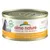 Puszka Almo Nature HFC Natural, widoczny napis: PROFITS 100% TO NATURE, PETTO DI POLLO · HÜHNERBRUST · BLANC DE POULET, obraz kota na etykiecie.