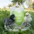 Deux poussins devant une mangeoire blanche et verte avec le texte anglais « I LOVE MY LADIES » visible sur un cœur. Mangeoire posée dans l’herbe, décor motifs poules et œufs.