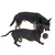 Two dogs playing with a brown, textured ball toy.