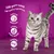 100 purr-cent high quality ingredients, natural defences, urinary tract health, healthy agility benefits shown with icons next to a cat.