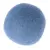 Balle ronde en feutre bleu, surface duveteuse visible, sans marque ni texte apparent.