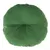 Cuscino rotondo verde con superficie strutturata in tessuto. Adatto come accessorio o decorazione.