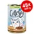 Catessy Chunks with Lamb, Jelly-cious!, 48x400g, Dose mit Abbildung von Fleischstücken auf Teller, Aufschrift: Yummmmeow!, 400g