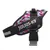 Julius-K9 IDC Power Hundegeschirr mit pink-blauem Camouflage-Muster und reflektierenden Elementen.
