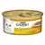 Boîte Purina Gourmet Gold Zarte Häppchen in Sauce, mit Huhn und Leber. Image d’un chat blanc et d’une assiette de bouchées en sauce sur l’étiquette. Texte en allemand.