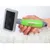Brosse à poils fins avec manche vert MOSER ANIMALLINE, utilisée sur un pelage blanc bouclé. Manche en plastique, brosse rectangulaire noire avec poils métalliques.