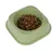 Green feeding bowl with brown and orange dry food pieces, suitable for feeding pets.